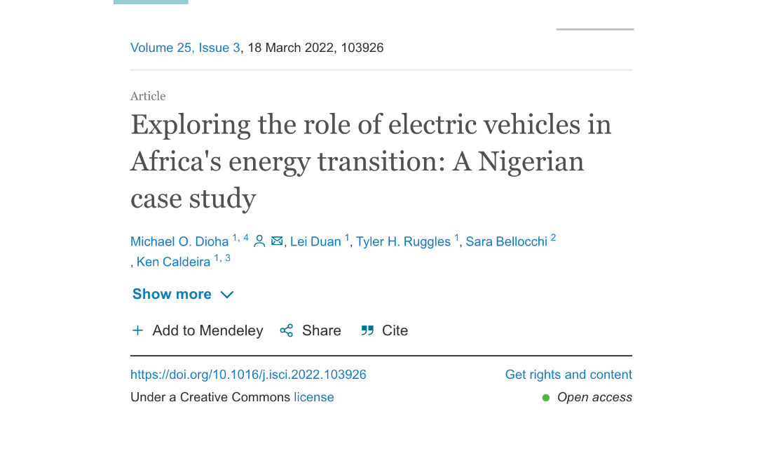 Exploring the role of electric vehicles in Africa’s energy transition: A Nigerian case study